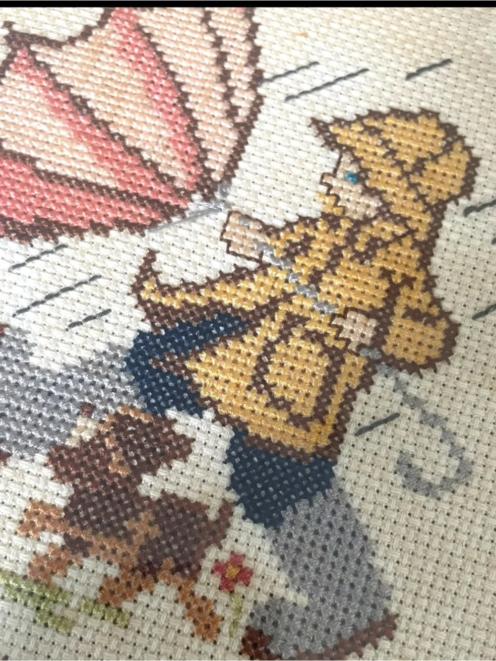 Vintage 70s Framed Cross-Stitch Wall Art